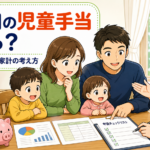 2人目の児童手当と練馬区の申請・家計の考え方を示す漫画風イラスト